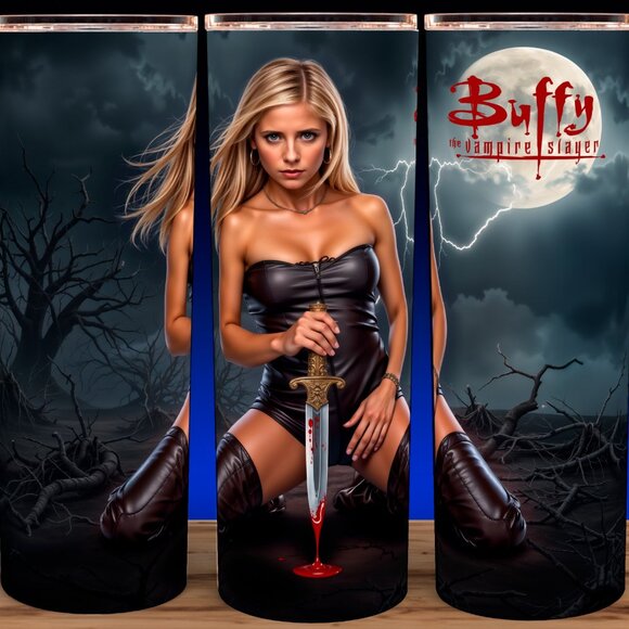 Glow in the Dark Buffy The Vampire Slayer Knelling with Knife Cup Mug Tumbler - Picture 2 of 4